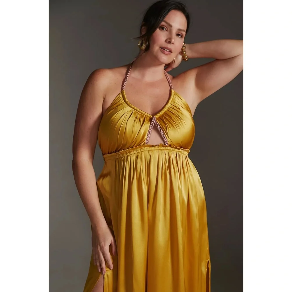 Anthropologie Silk Colorblocked Maxi Dress - Picture 7 of 12